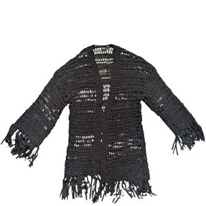 Asos Womens Size XS Small Medium Cardigan Crochet Festival Beachy Boho Fringe